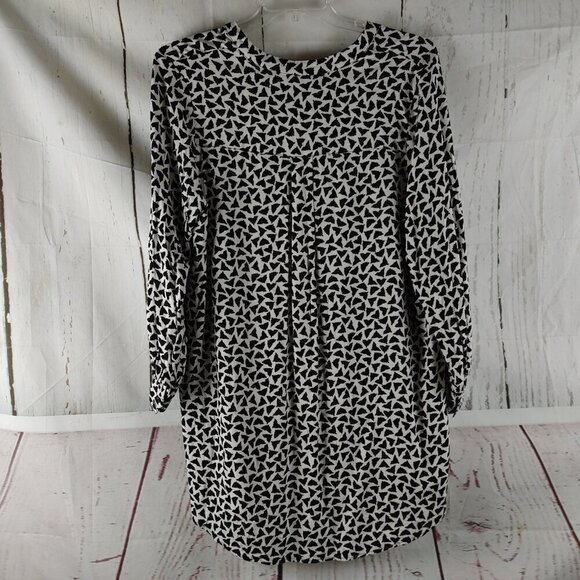 H&M Womens Size M Black & White Animal Print Long Sleeve Tunic Blouse - Picture 4 of 8